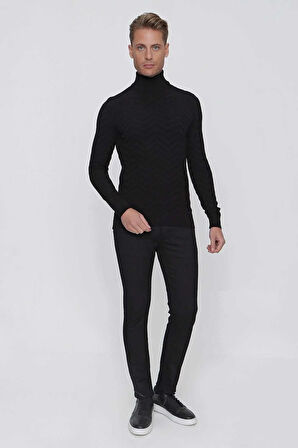 TR 841 Slim Fit Siyah Klasik Triko