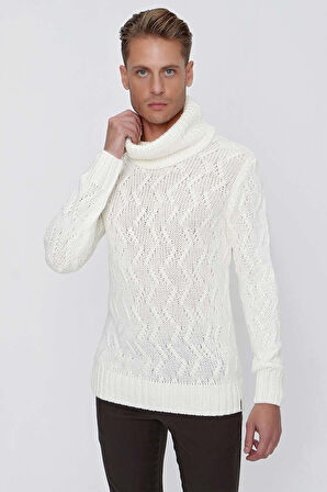 TR 844 Slim Fit Ekru Klasik Triko