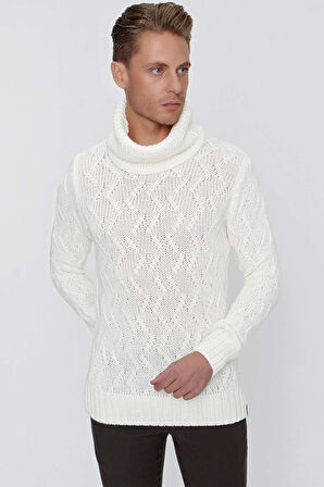 TR 844 Slim Fit Ekru Klasik Triko