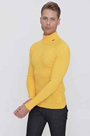 TR 848 Slim Fit Sarı Klasik Triko