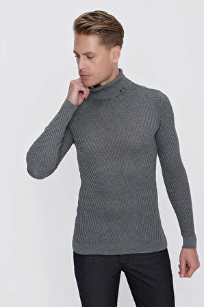 TR 848 Slim Fit Füme Klasik Triko