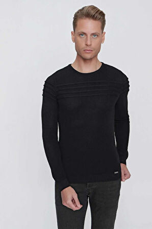 TR 849 Slim Fit Siyah Klasik Triko