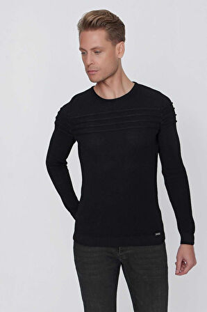 TR 849 Slim Fit Siyah Klasik Triko