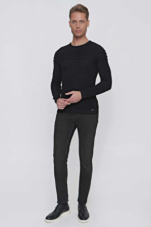 TR 849 Slim Fit Siyah Klasik Triko