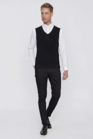 SÜVETER 01 Slim Fit Siyah Süveter Triko