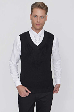SÜVETER 01 Slim Fit Siyah Süveter Triko