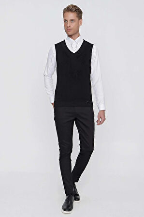SÜVETER 01 Slim Fit Siyah Süveter Triko