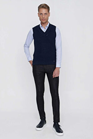 SÜVETER 01 Slim Fit Lacivert Süveter Triko