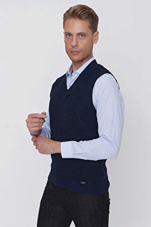 SÜVETER 01 Slim Fit Lacivert Süveter Triko