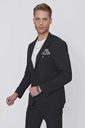 C 623 Slim Fit Siyah Spor Ceket