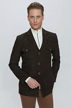KA 071 Slim Fit Boz Siyah Spor Kaban