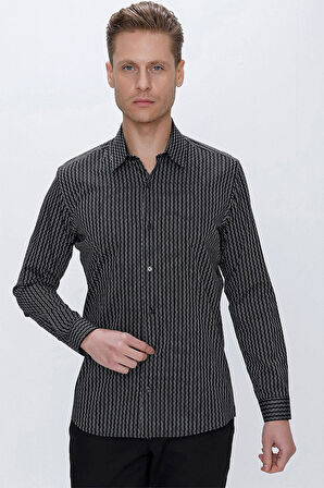 G 1519 Slim Fit Siyah Spor Gömlek