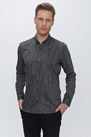 GK 661 Slim Fit Siyah Klasik Gömlek