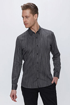GK 661 Slim Fit Siyah Klasik Gömlek