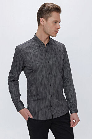 GK 661 Slim Fit Siyah Klasik Gömlek