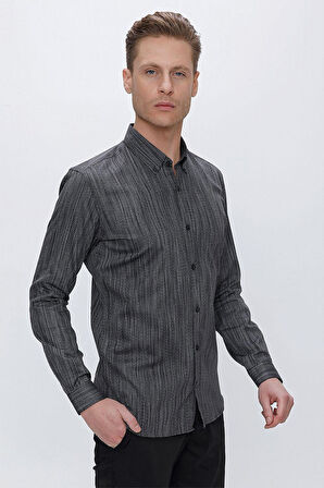 GK 661 Slim Fit Siyah Klasik Gömlek