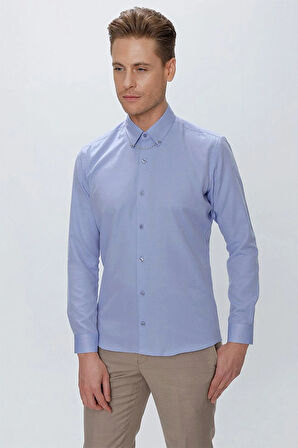 GK 664 Slim Fit Mavi Klasik Gömlek