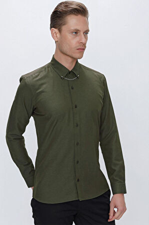 GK 664 Slim Fit Nefti Klasik Gömlek