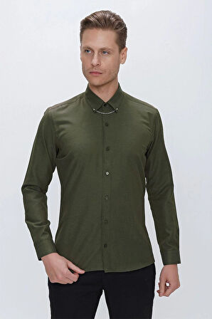 GK 664 Slim Fit Nefti Klasik Gömlek
