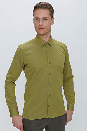 GK 664 Slim Fit Hardal Klasik Gömlek
