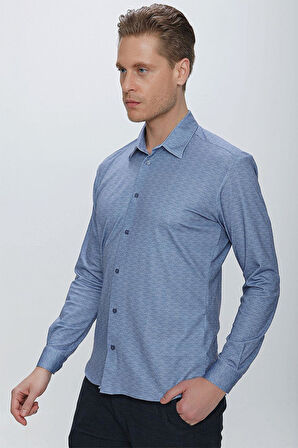 G 1523 Slim Fit Mavi Spor Gömlek