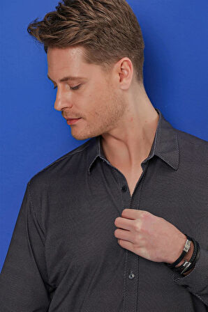 G 1524 Slim Fit Siyah Spor Gömlek