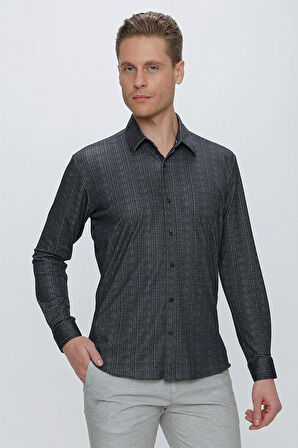 G 1525 Slim Fit Siyah Spor Gömlek