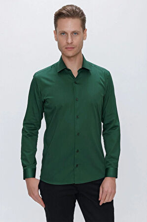 GK 669 Slim Fit Yeşil Klasik Gömlek