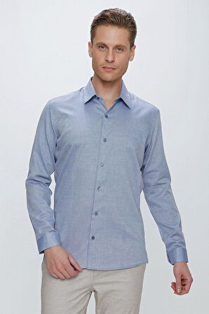 GK 674 Slim Fit Koyu Mavi Klasik Gömlek
