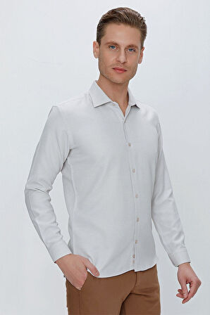 GK 672 Slim Fit Taş Klasik Gömlek