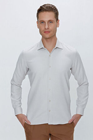 GK 672 Slim Fit Taş Klasik Gömlek