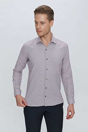 GK 672 Slim Fit Bordo Klasik Gömlek