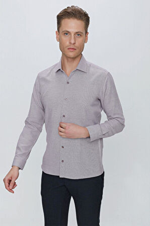 GK 672 Slim Fit Bordo Klasik Gömlek