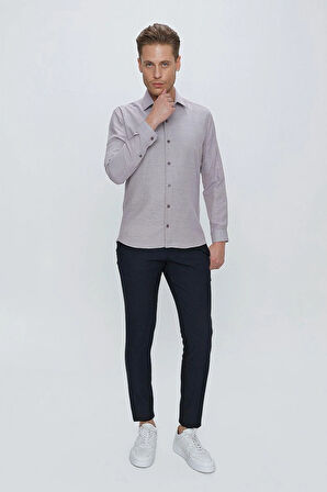 GK 672 Slim Fit Bordo Klasik Gömlek