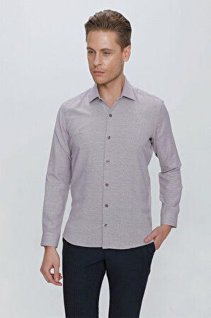 GK 672 Slim Fit Bordo Klasik Gömlek