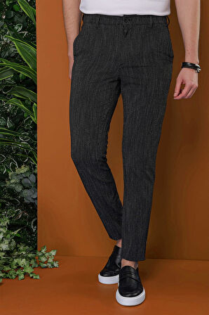 P 1113 Slim Fit Siyah Spor Pantolon