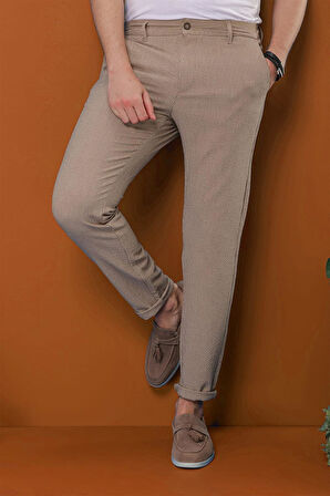 P 1113 Slim Fit Bej Spor Pantolon
