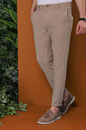 P 1113 Slim Fit Bej Spor Pantolon