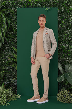 C 637 Slim Fit Bej Spor Ceket