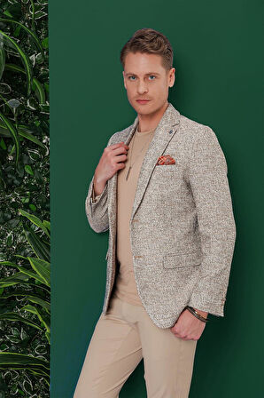 C 637 Slim Fit Bej Spor Ceket