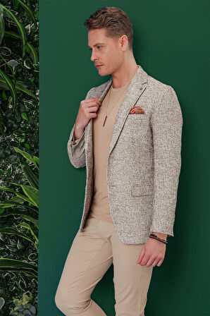 C 637 Slim Fit Bej Spor Ceket