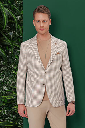 C 638 Slim Fit Bej Spor Ceket