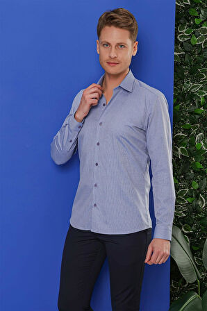 GK 680 Slim Fit Mavi Klasik Gömlek
