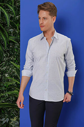 G 1532 Slim Fit Mavi Klasik Gömlek