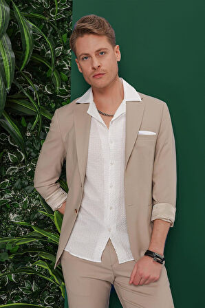 C 639 Slim Fit Bej Spor Ceket