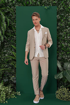 C 639 Slim Fit Bej Spor Ceket