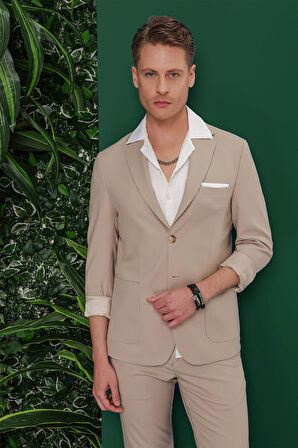 C 639 Slim Fit Bej Spor Ceket