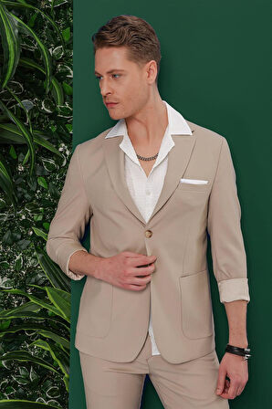 C 639 Slim Fit Bej Spor Ceket