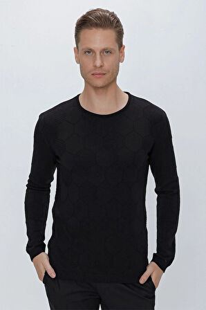 TR 853 Slim Fit Siyah Klasik Triko