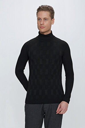 TR 852 Slim Fit Siyah Klasik Triko